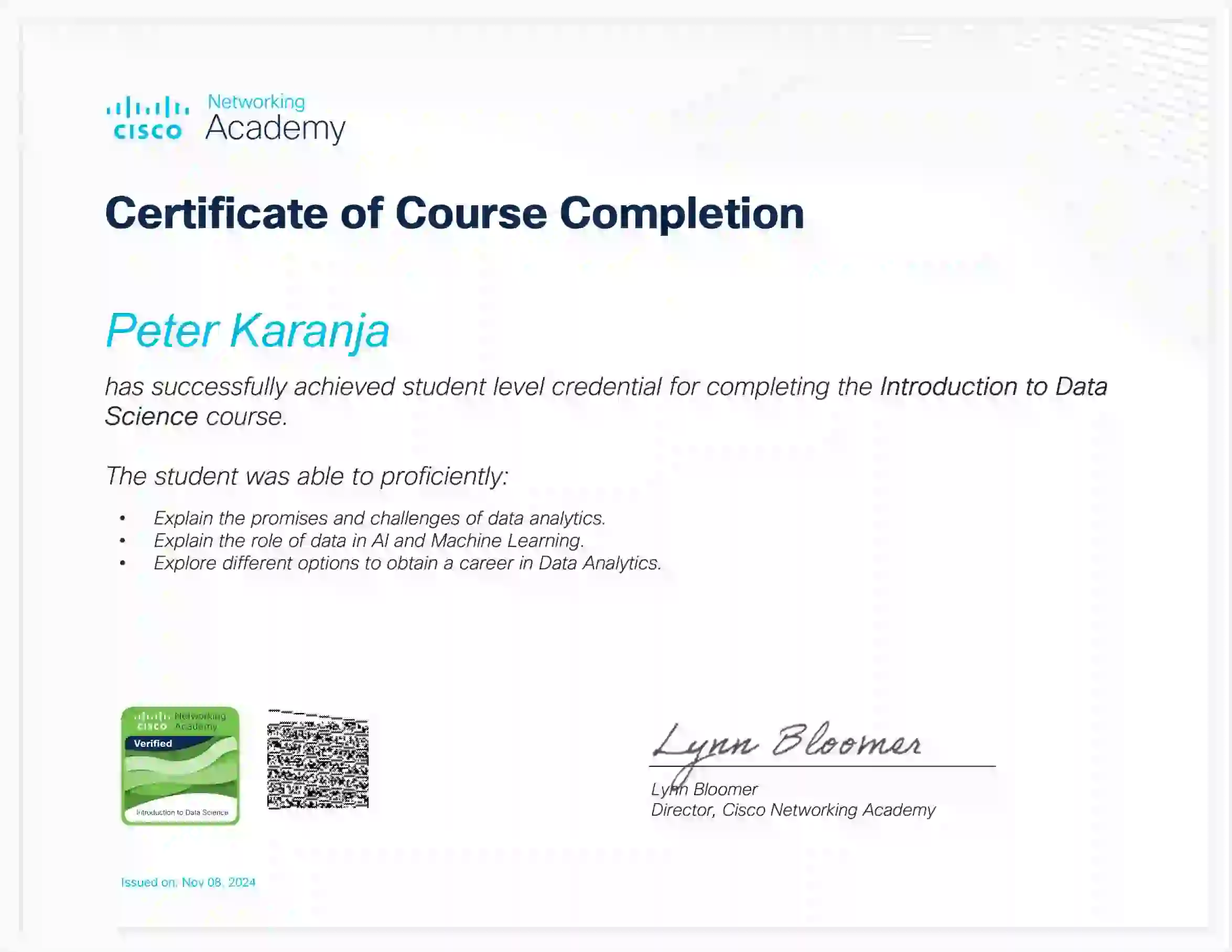 datascience certificate